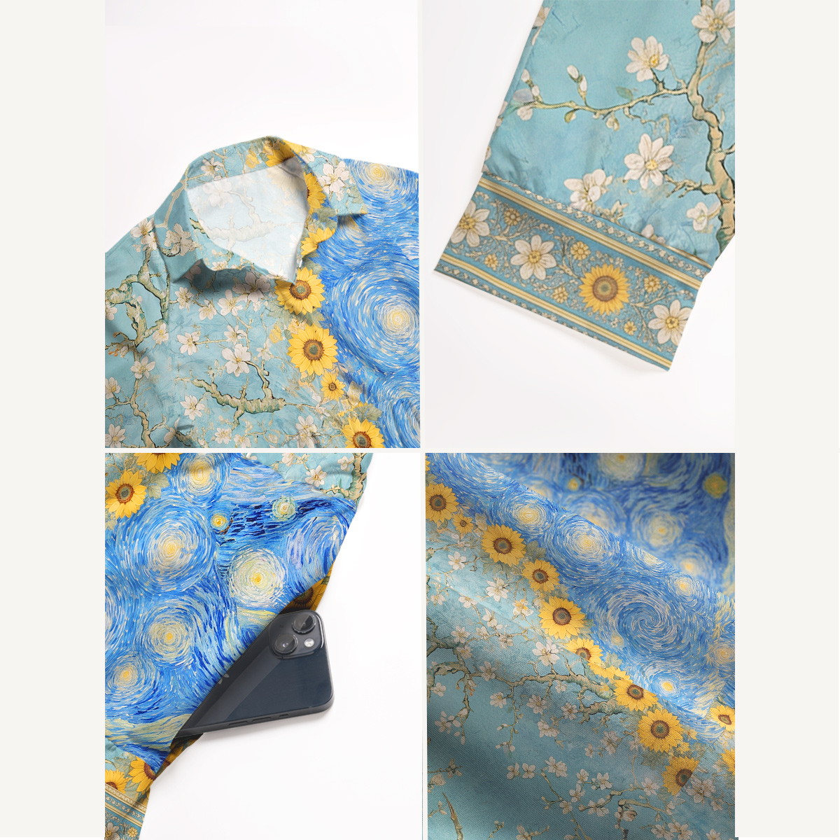 Van Gogh Almond Blossom Starry Night Sunflowers Midi Dress