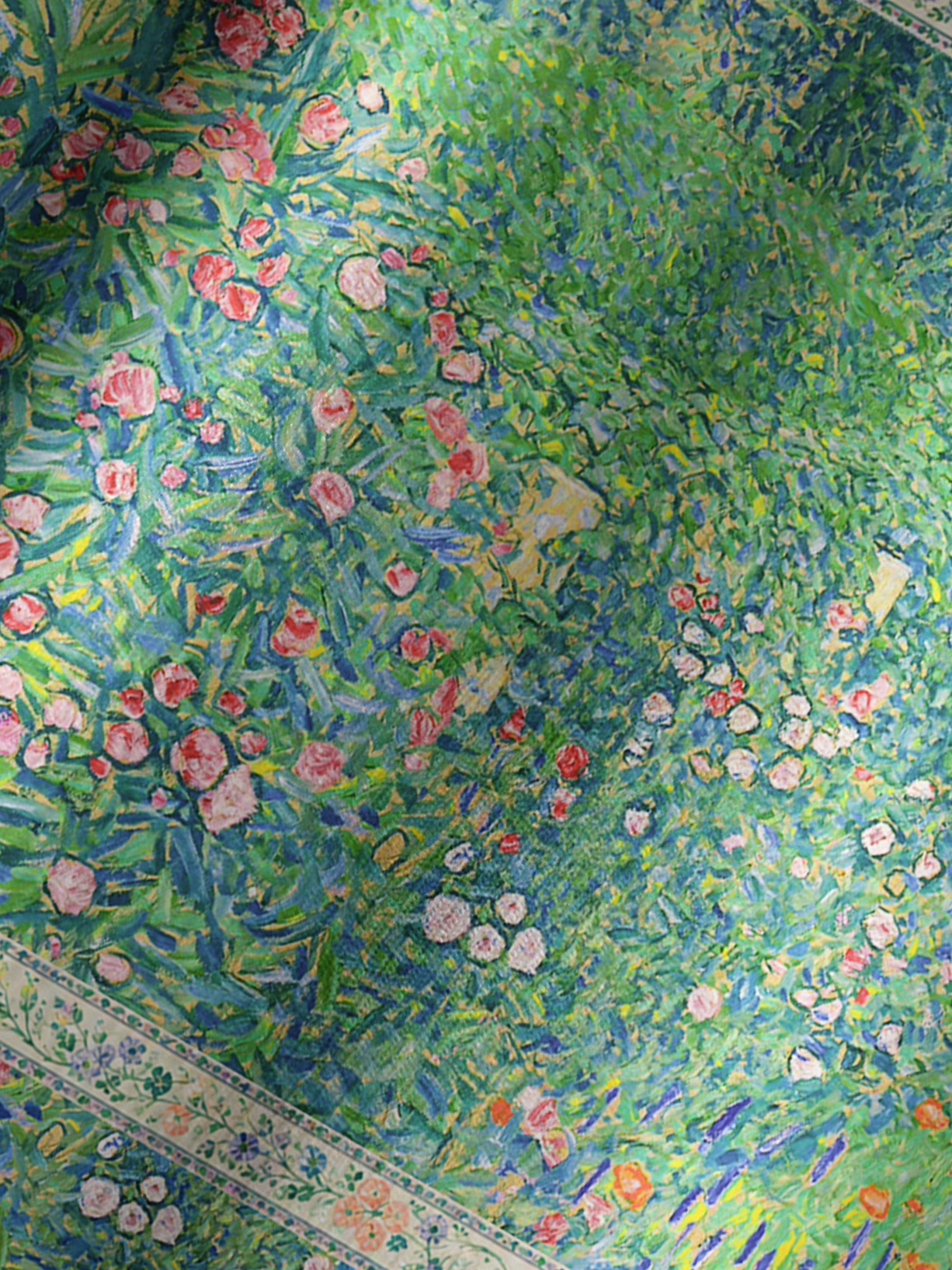 Gustav Klimt Italian Garden Landscape Long Sleeve Tie‑Neck Blouse