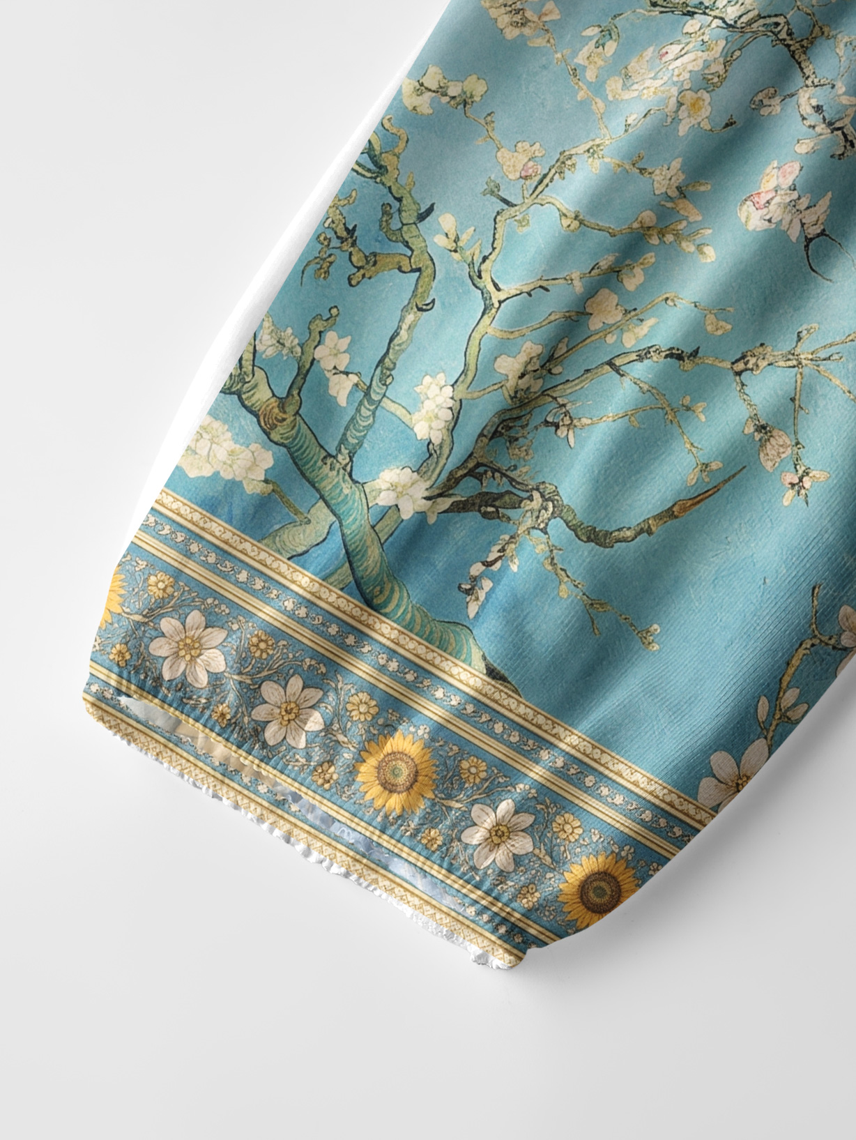 Van Gogh Almond Blossom Starry Night Sunflowers Long Sleeve Tie‑Neck Blouse
