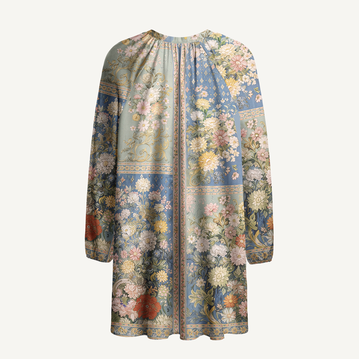 Van Gogh Bouquet of Flowers in a Vase Long Sleeve Mini Dress For Women