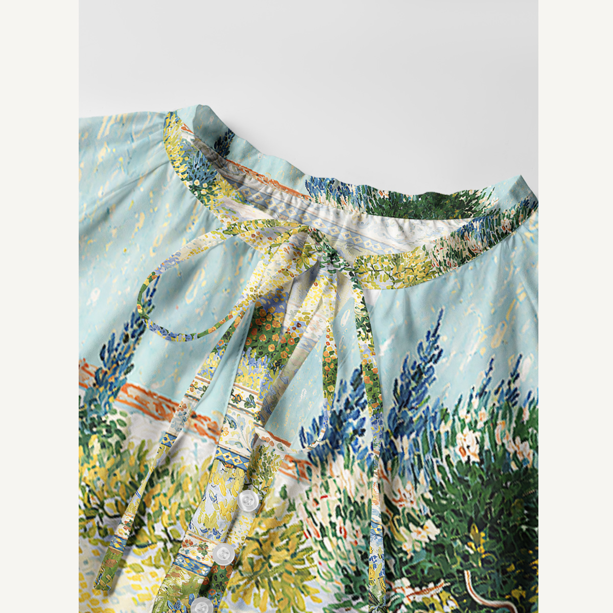 Van Gogh Garden with Flowers Long Sleeve Mini Dress For Women