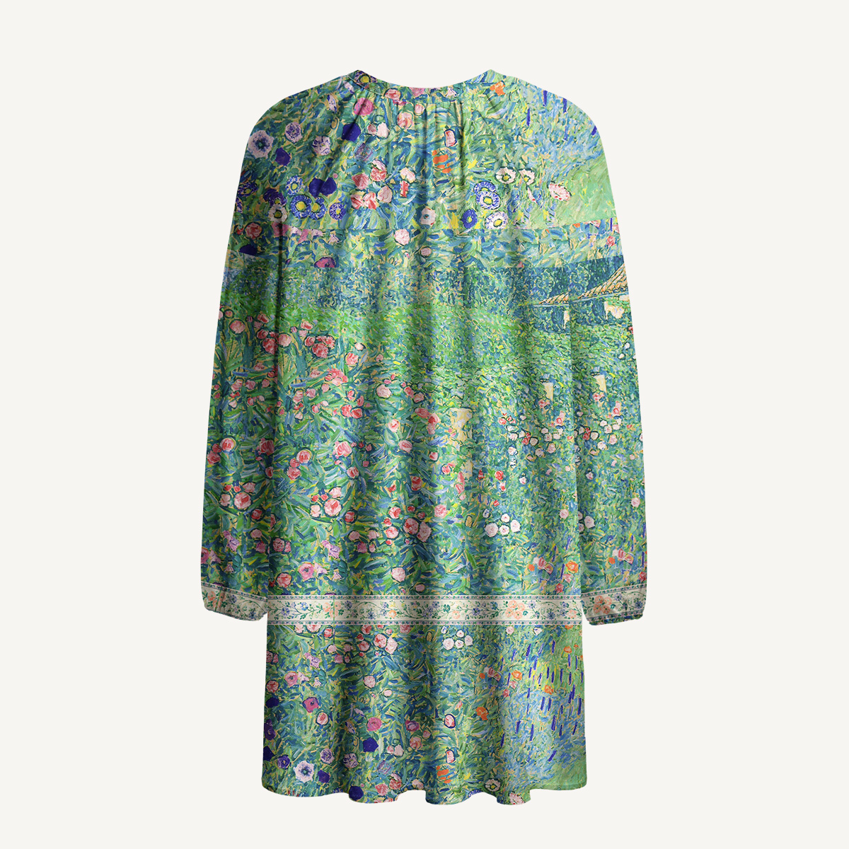 Gustav Klimt Italian Garden Landscape Long Sleeve Women Mini Dress