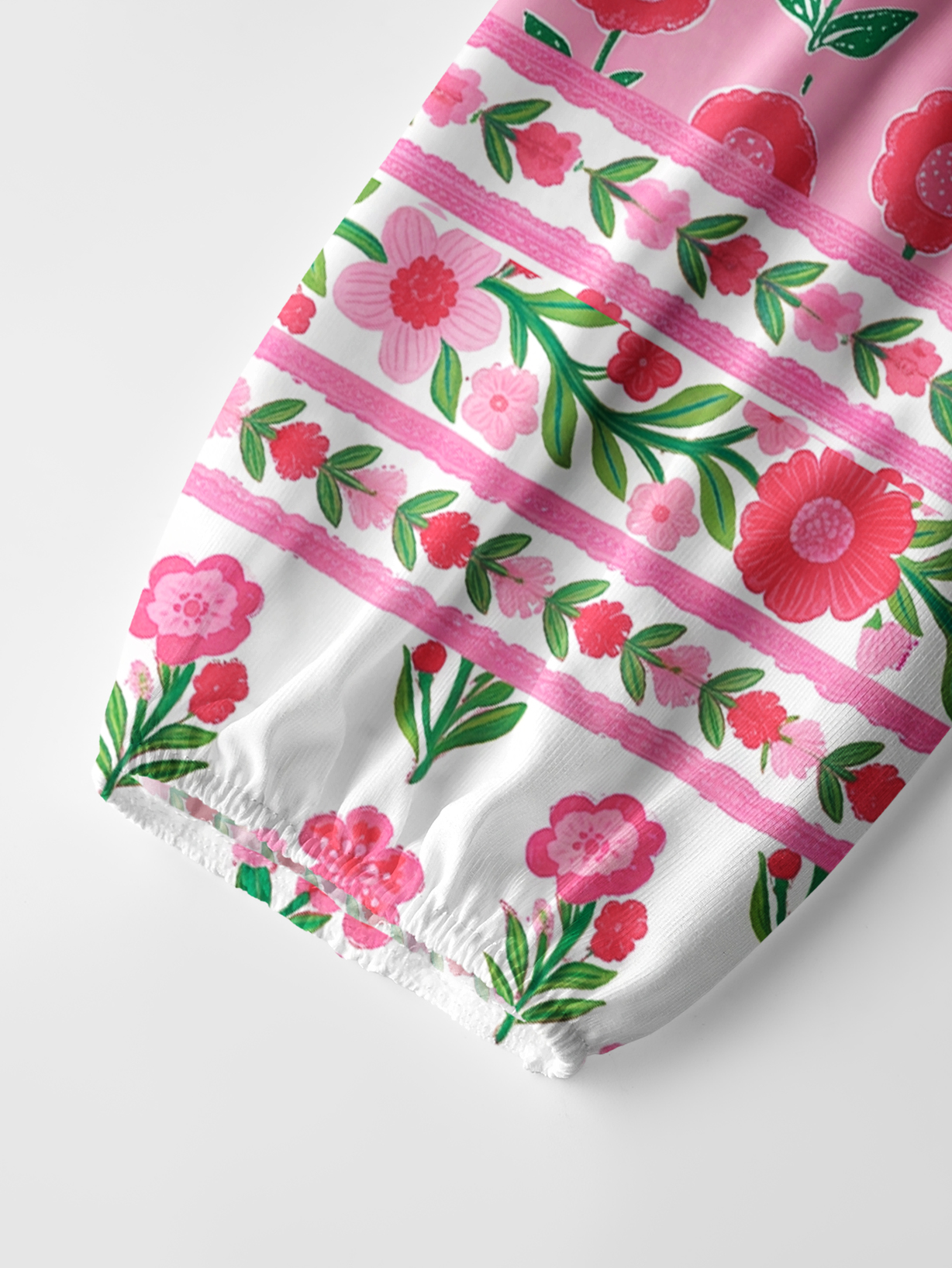 Rose Garden Stripe Floral Boho Long Sleeve Tie‑Neck Blouse