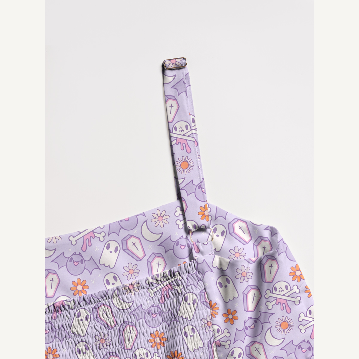 Lavender Ghost Garden Halloween Boho Strap Maxi Dress With Pockets