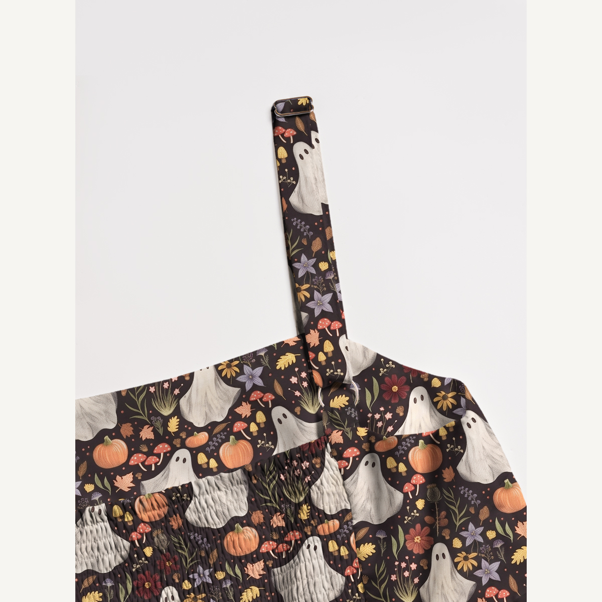 Midnight Pumpkin Ghost Garden Halloween Strap Maxi Dress With Pockets