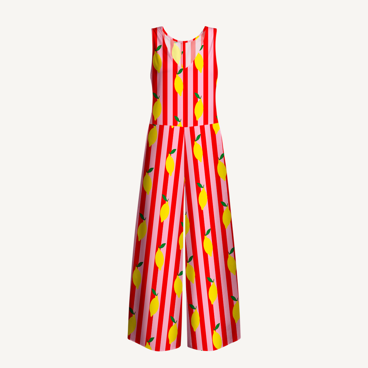 Citrus Stripe Jumpsuit with Pockets for Women