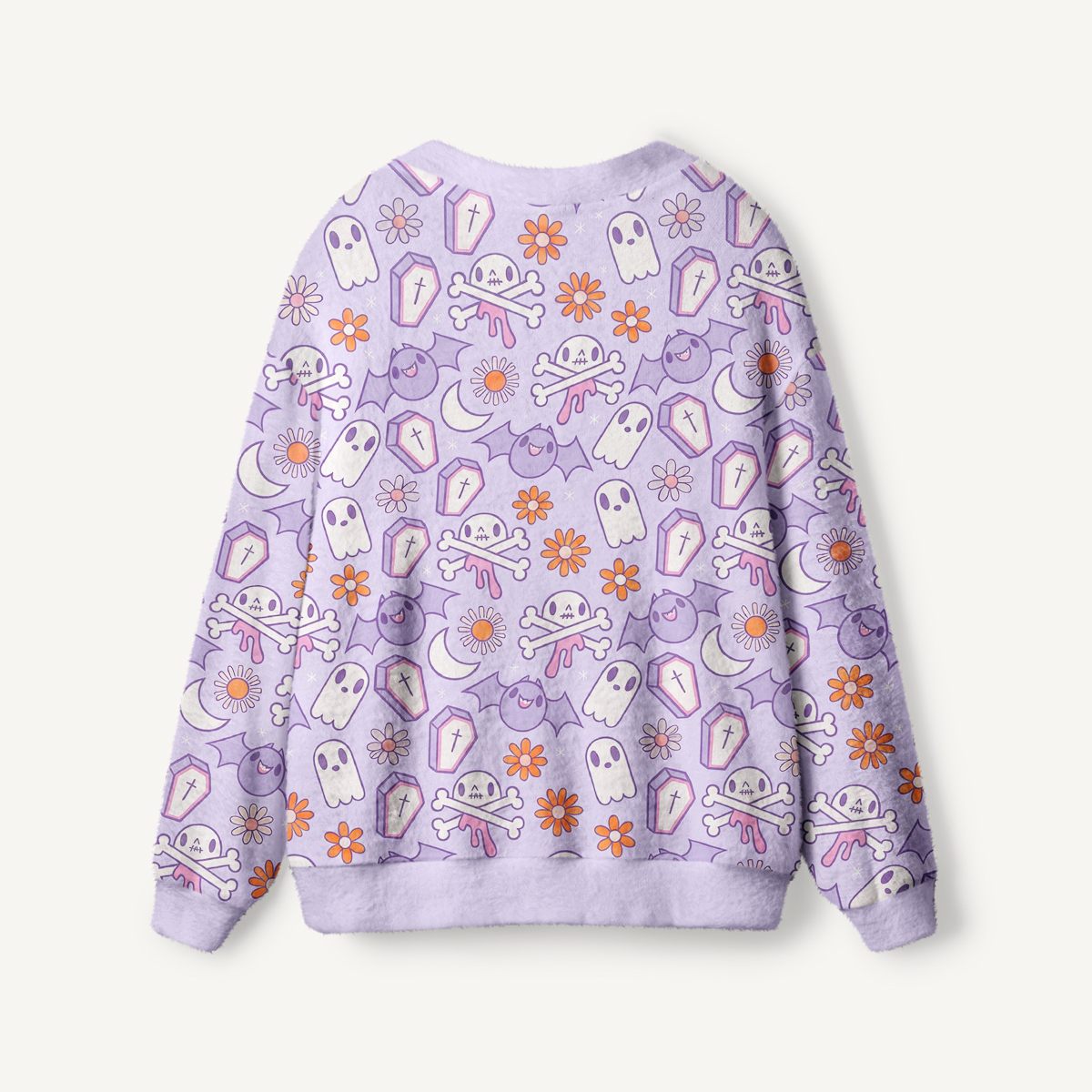 Lavender Ghost Garden Halloween Boho Ugly Cardigan Sweaters