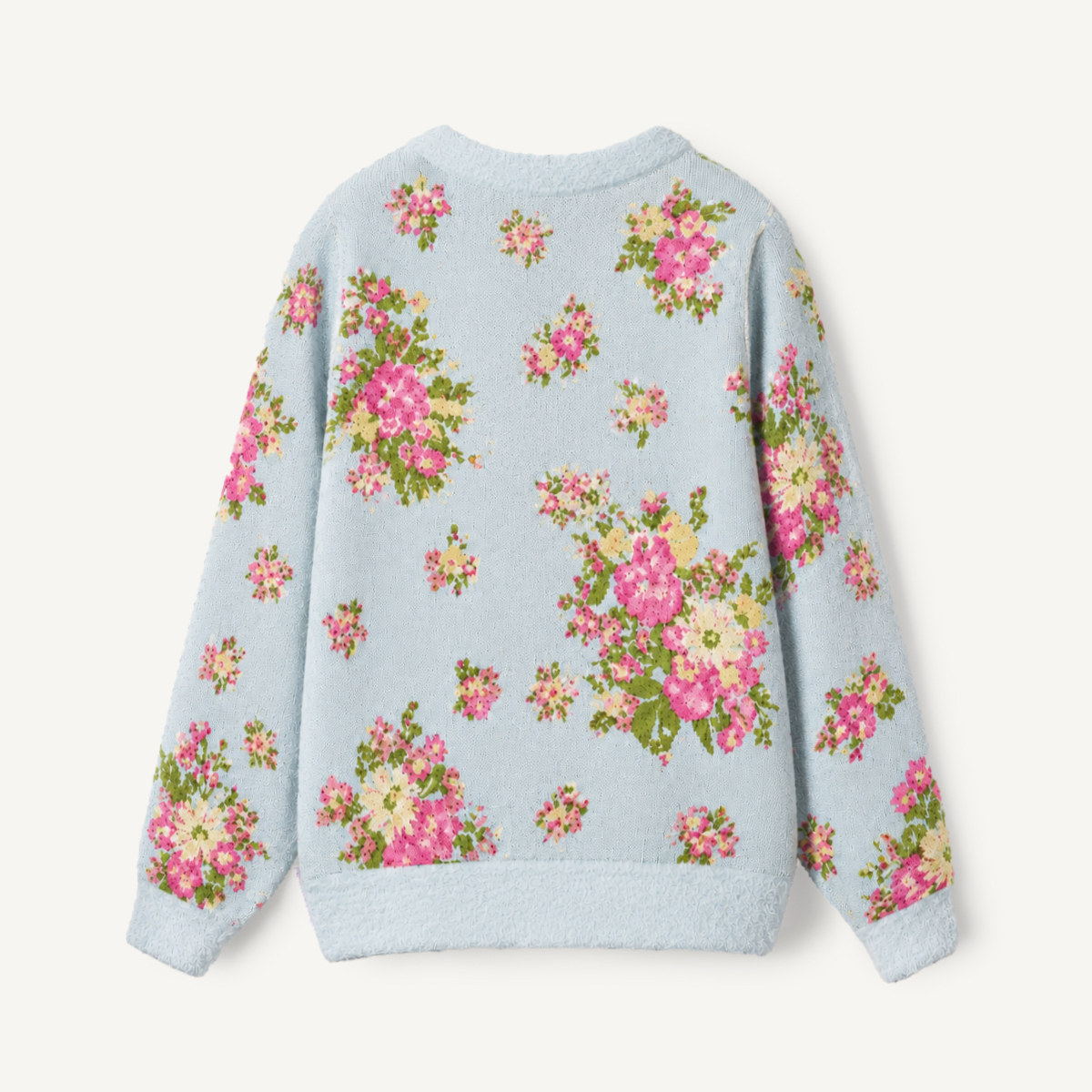 Vintage Pink Floral Bouquet Boho Ugly Cardigan Sweaters