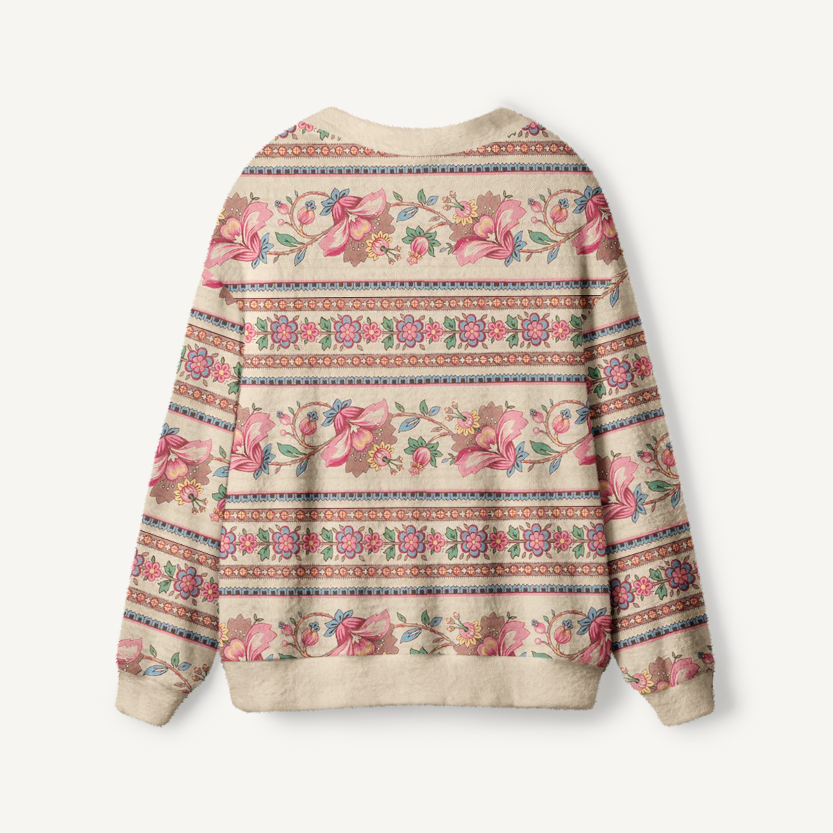 Vintage Floral Ribbon Stripe Pattern Ugly Cardigan Sweaters