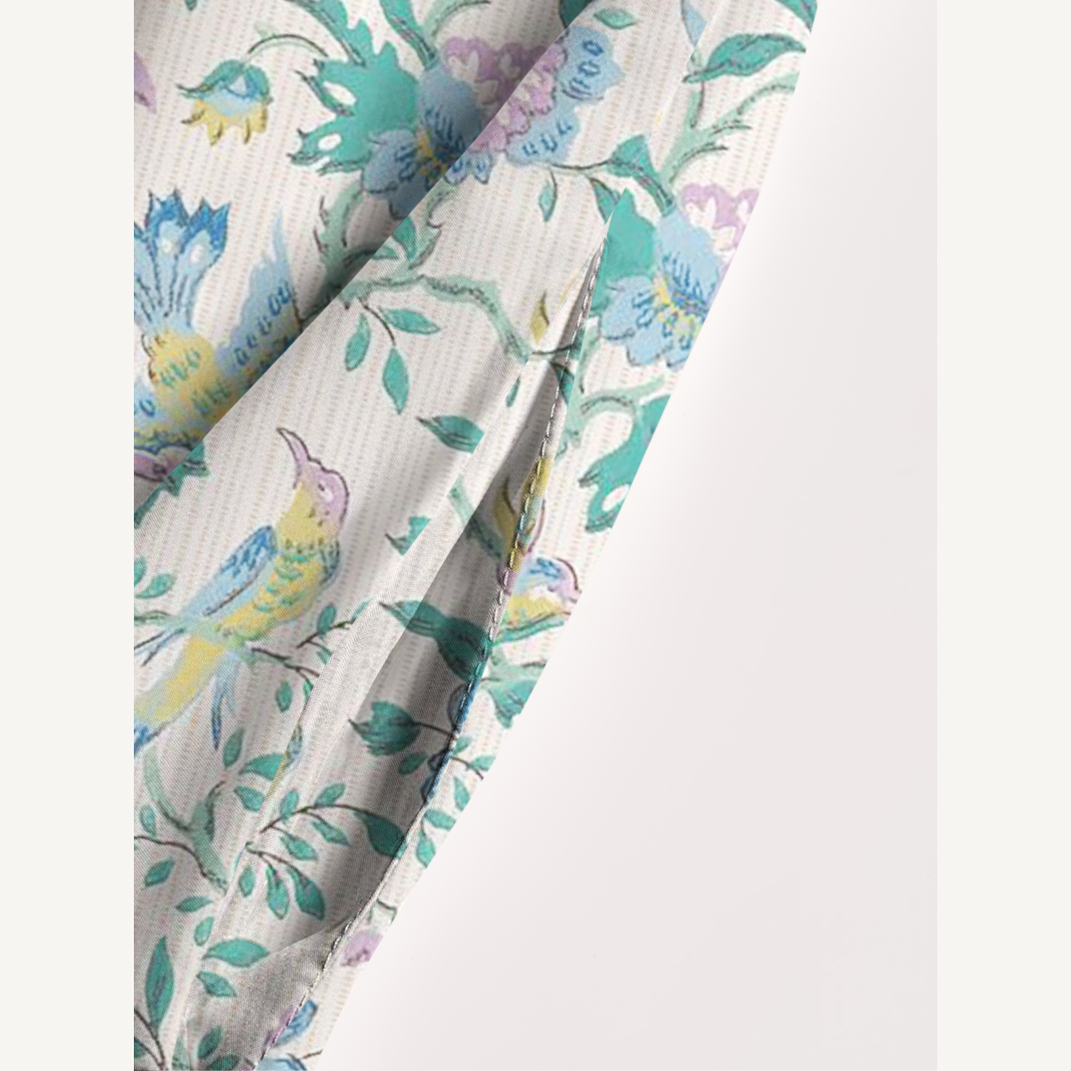 Boho Dual-Tone Birdsong Floral Pattern Strap Maxi Dress With Pockets