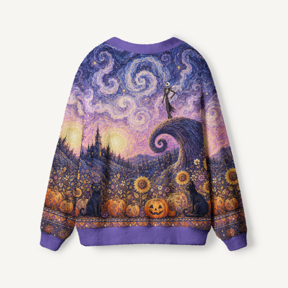 Mystic Halloween Nightfall Garden Pattern Buttons Women Cardigan Sweaters