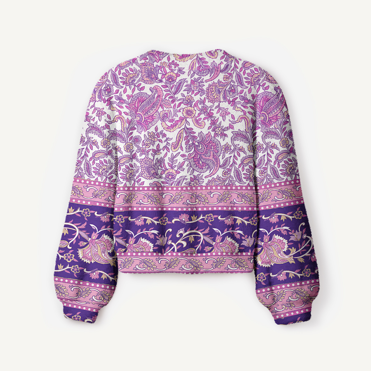 Violet Paisley Garden Women's Fitted Cardigan Sweaters