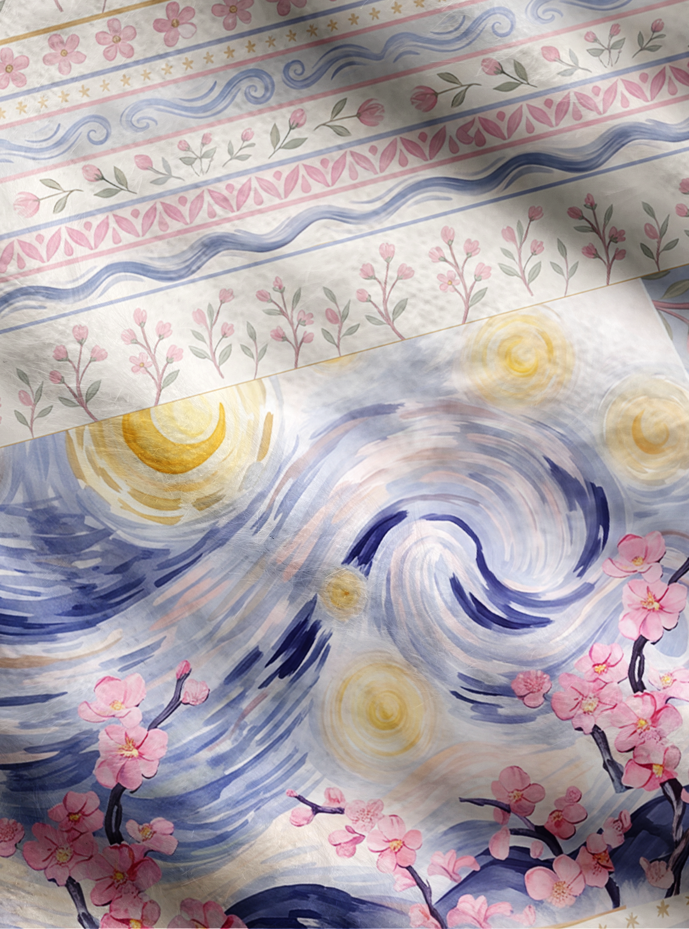 Starry Night Cherry Blossom Swirl Women's Fitted Cardigan Sweaters