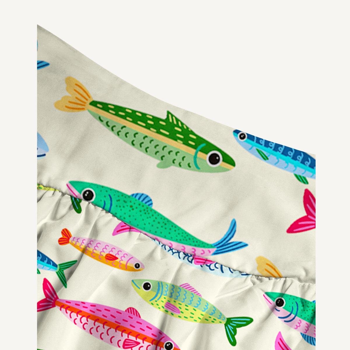 Bright Sardine Print Maxi Skirt & Strapless Dress  