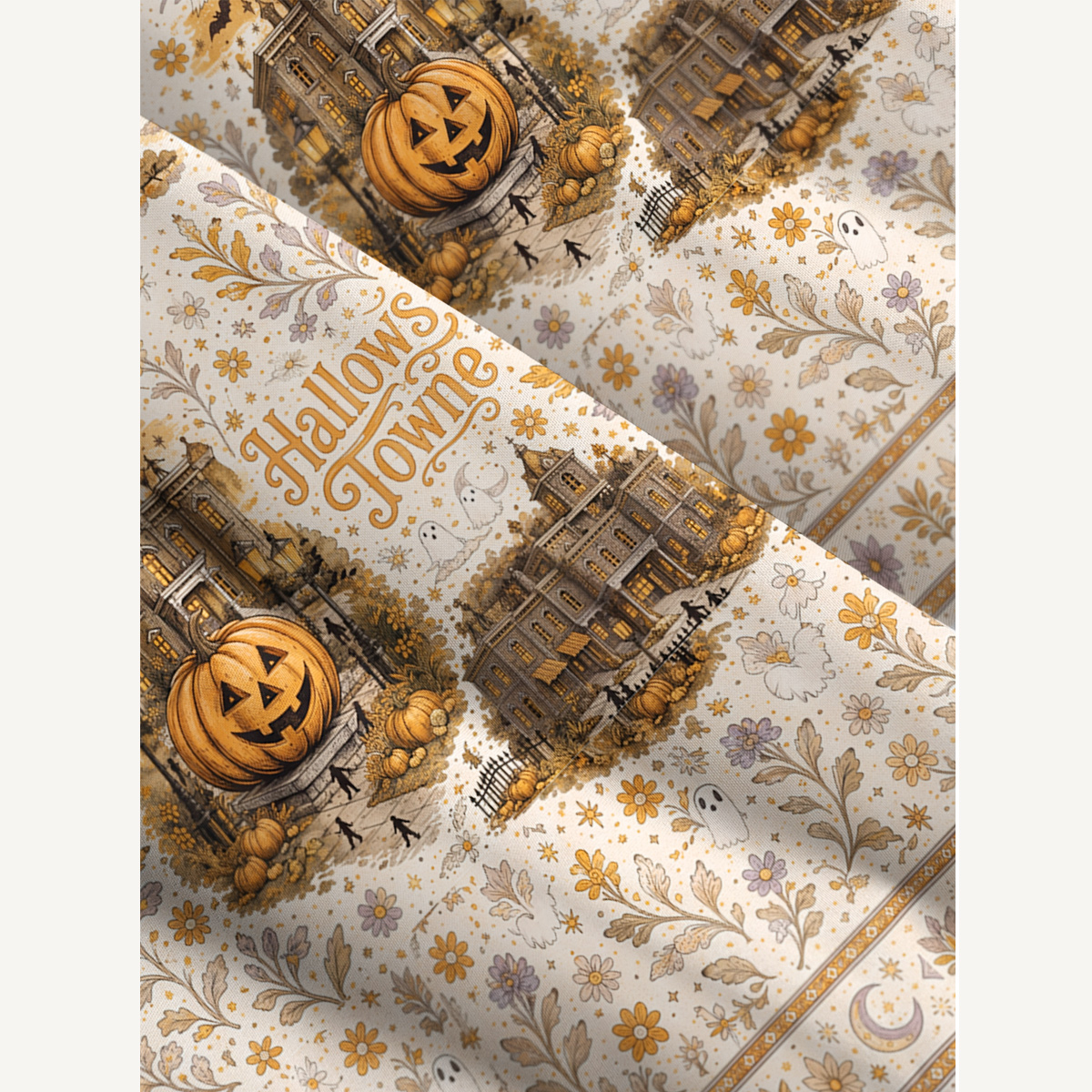 Haunted Village Pumpkin Print Halloween Strap Maxi Dress With Pockets