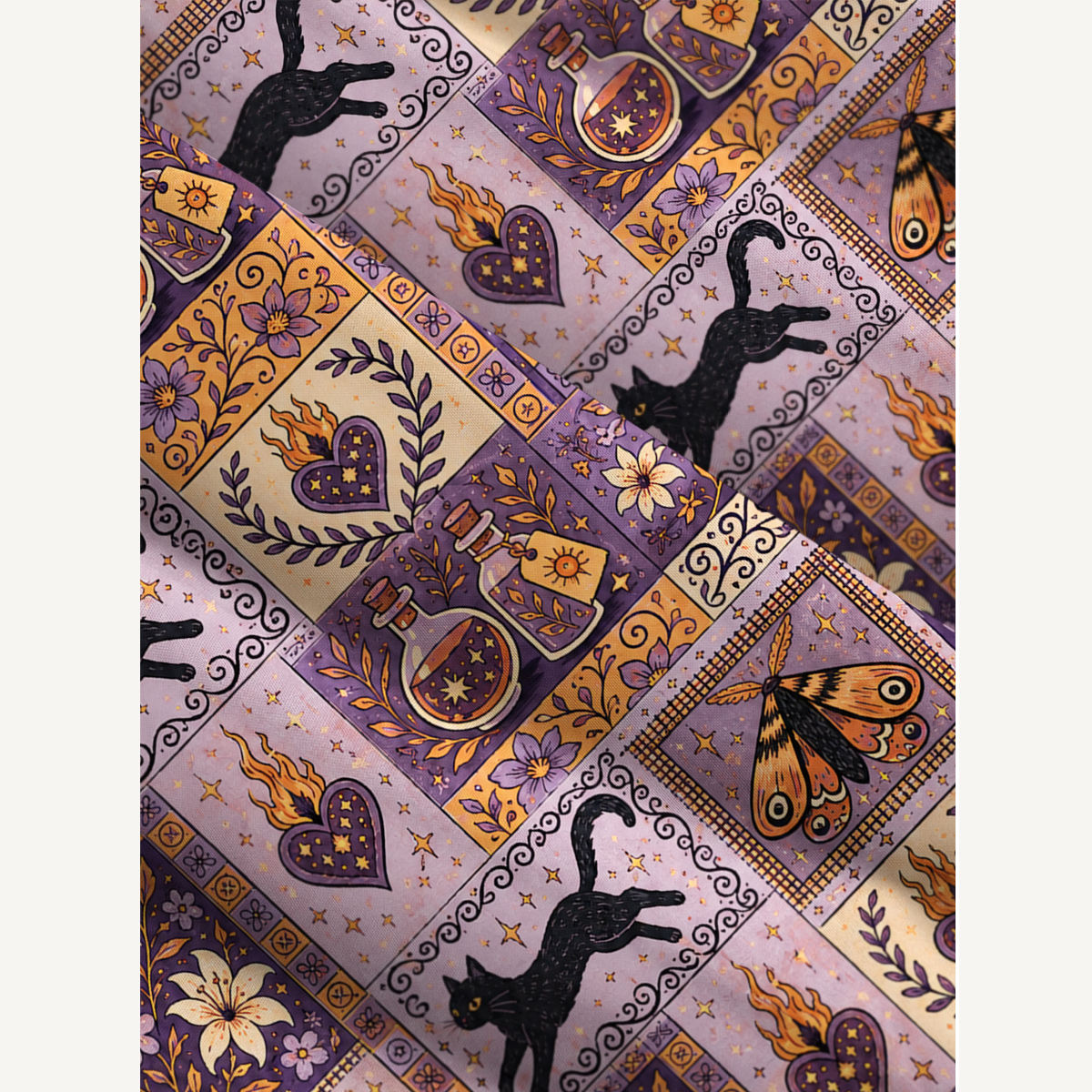 Halloween Cat & Botanical Print Boho Strap Maxi Dress With Pockets