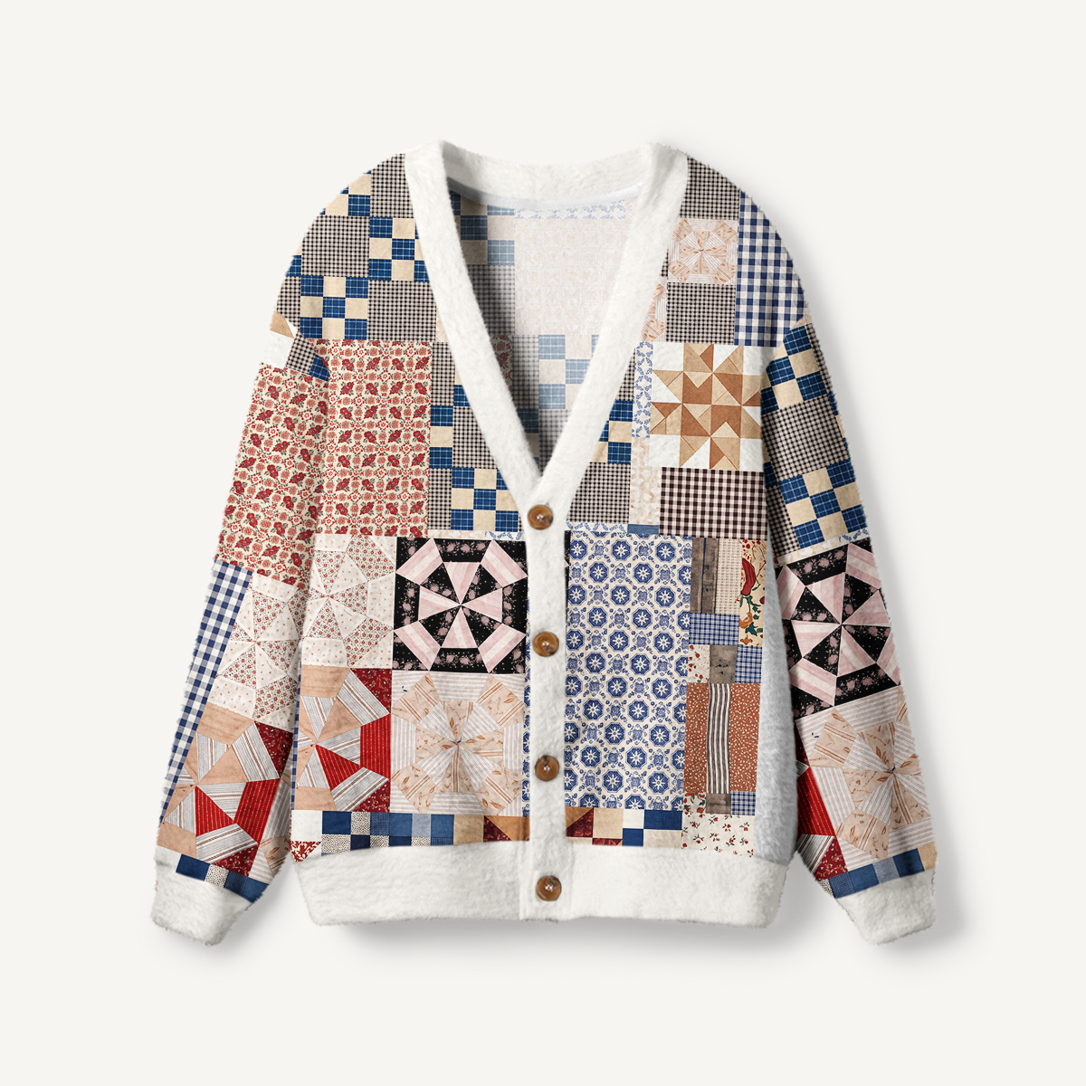 Country Cottage Patchwork Print Cardigan Sweaters