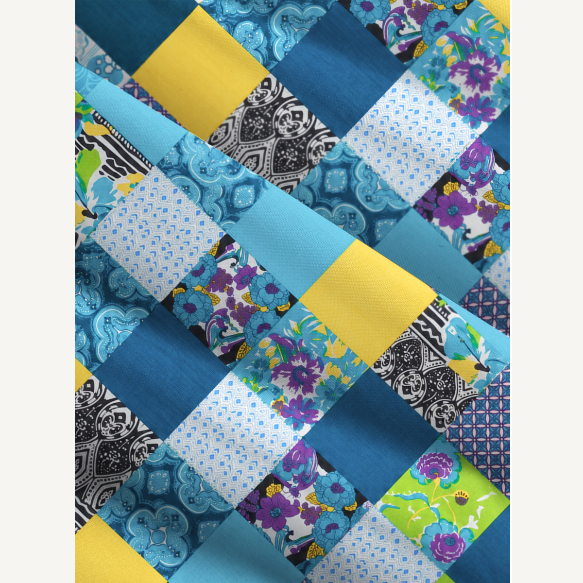 Geometric Floral Patterns Patchwork Strap Maxi Dress With Pockets