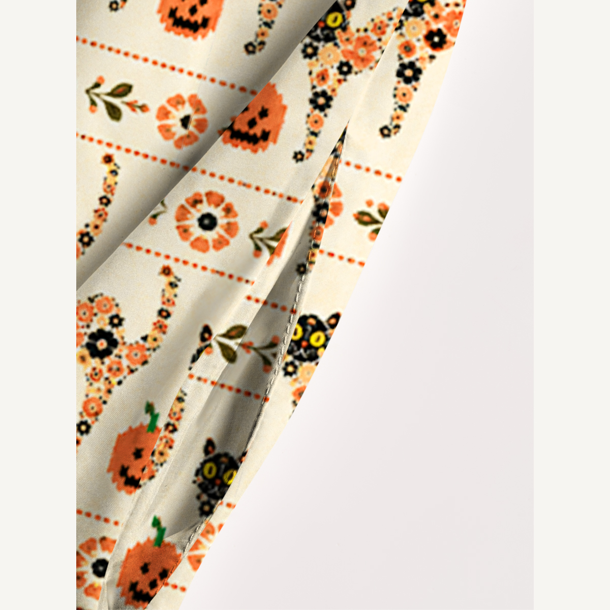 Halloween Cat & Pumpkin Boho Floral Strap Maxi Dress With Pockets