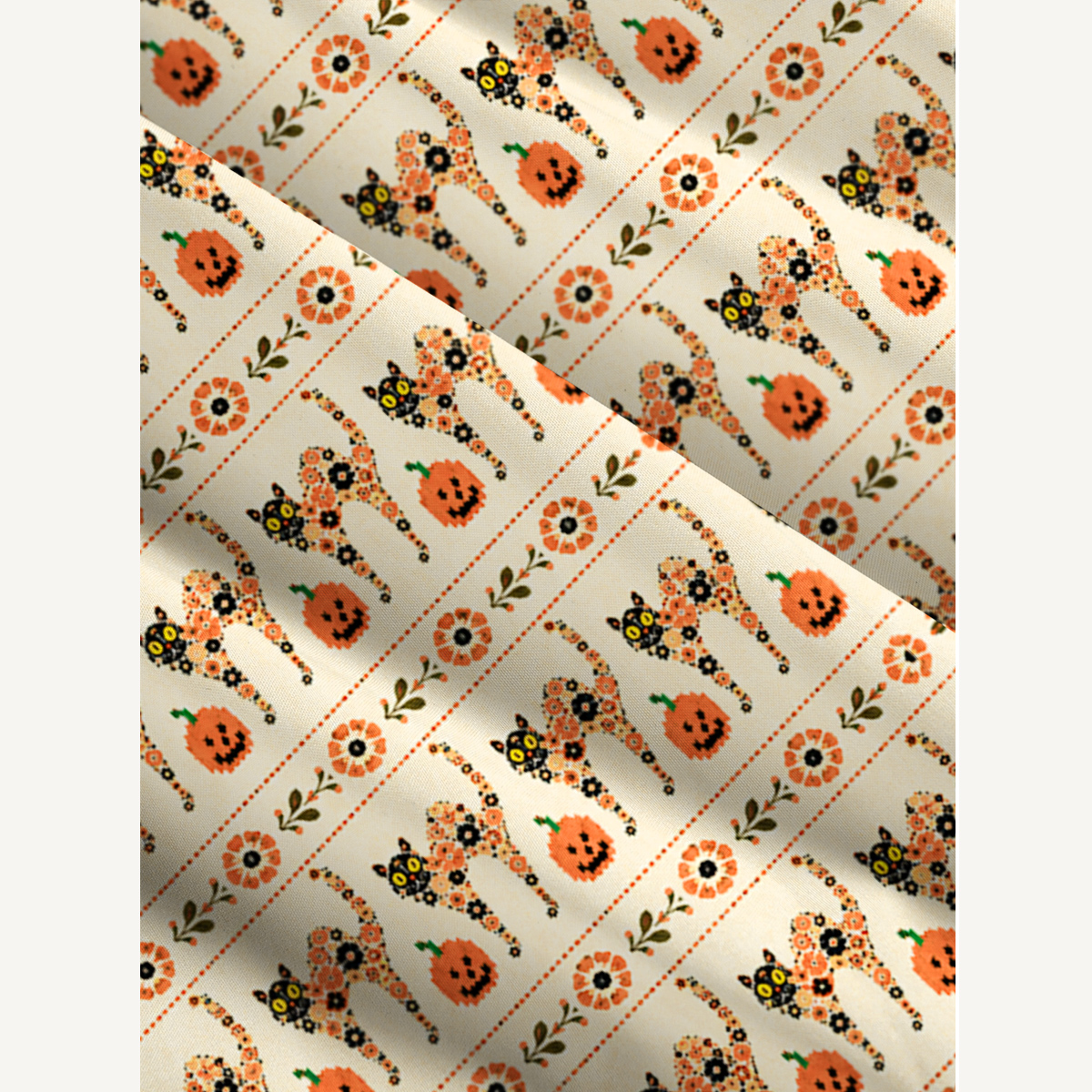 Halloween Cat & Pumpkin Boho Floral Strap Maxi Dress With Pockets