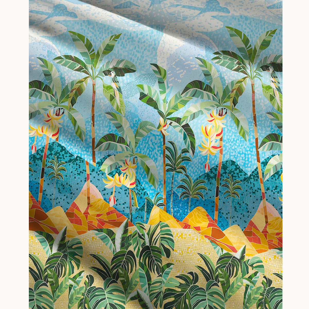 Rainforest Palm Tree Print Maxi Skirt & Strapless Dress  