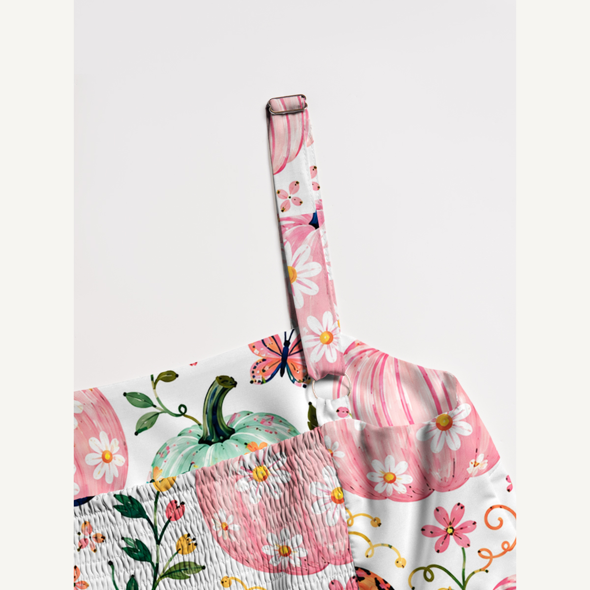 Floral Pumpkin Print Autumn Strap Maxi Dress With Pockets