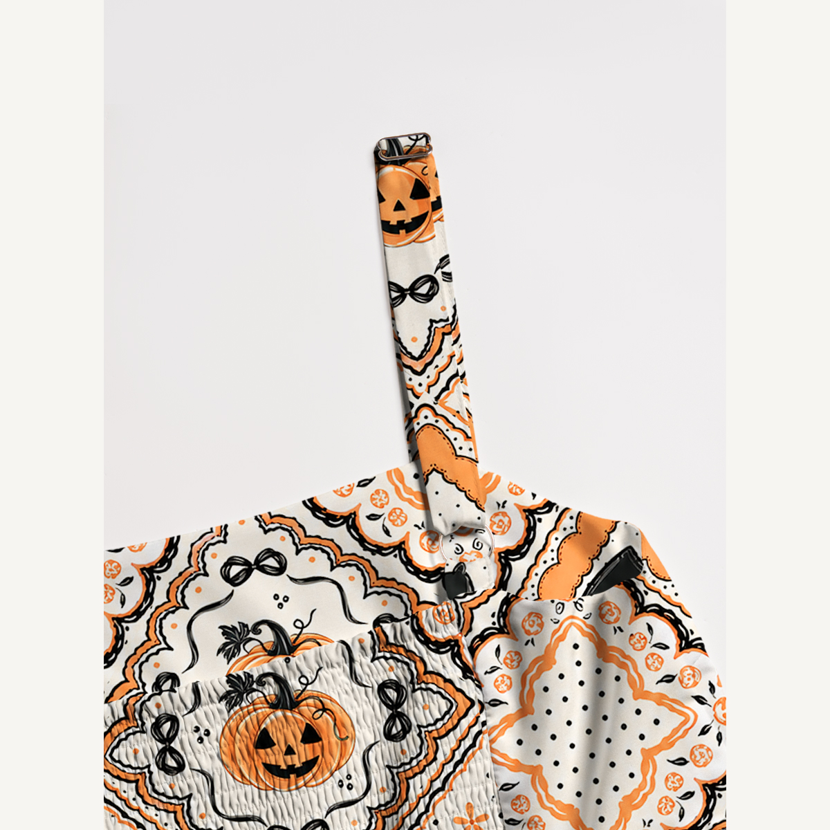 Halloween Bat & Pumpkin Vintage Boho Strap Maxi Dress With Pockets
