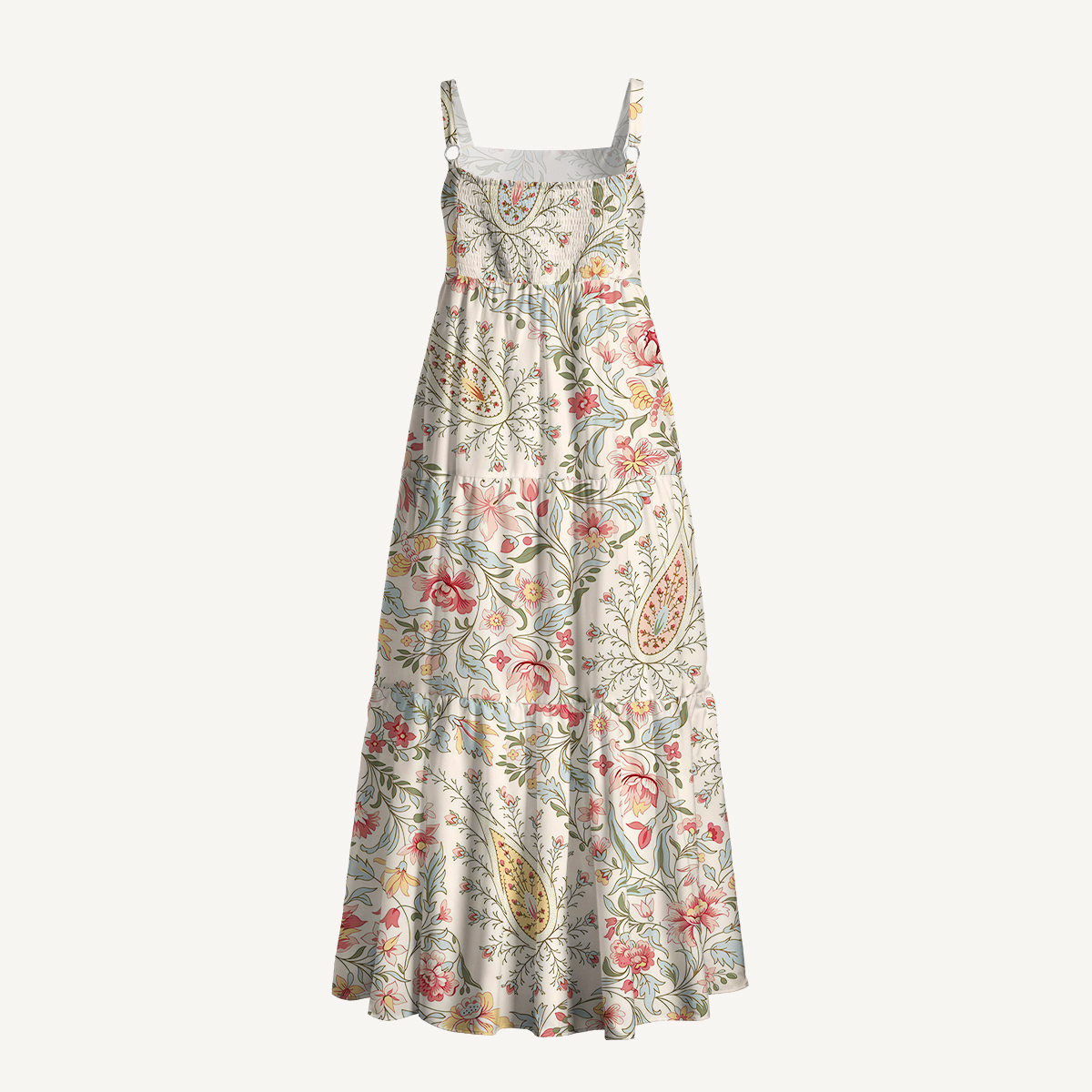 Floral Garden Botanical Design Strap Maxi Dress With Pockets