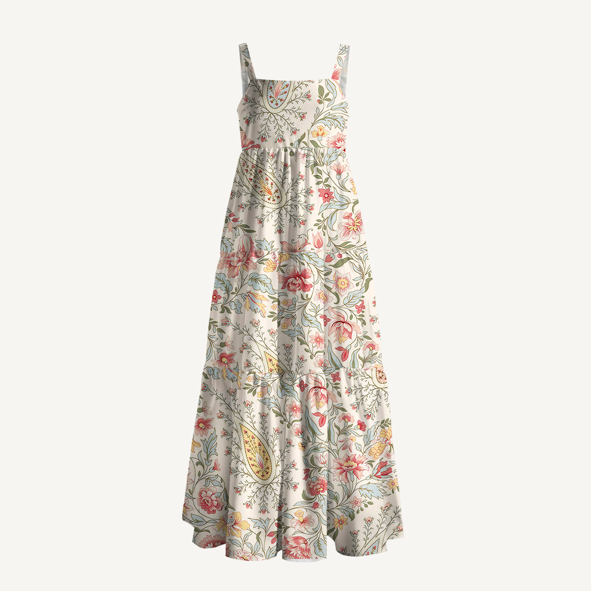 Floral Garden Botanical Design Strap Maxi Dress With Pockets