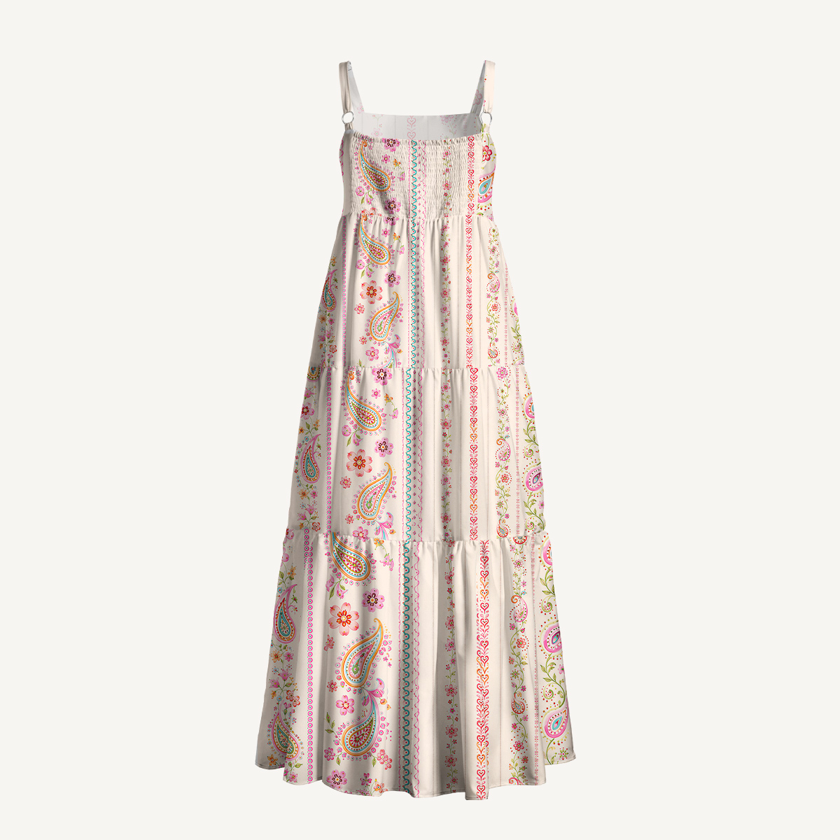 Boho Paisley Floral Strap Maxi Dress With Pockets