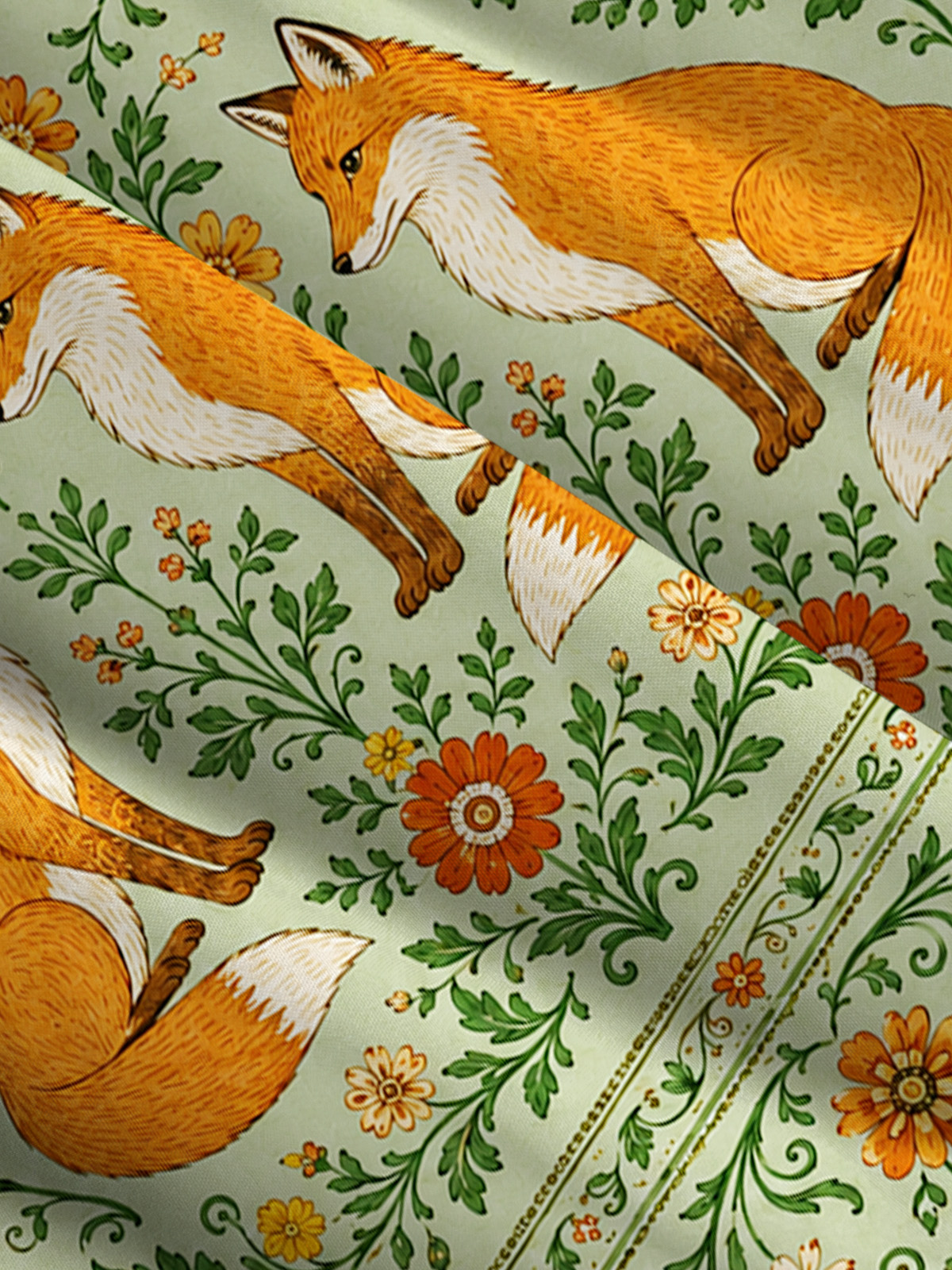 Sage Green Forest Foxes Strap Maxi Dress With Pockets