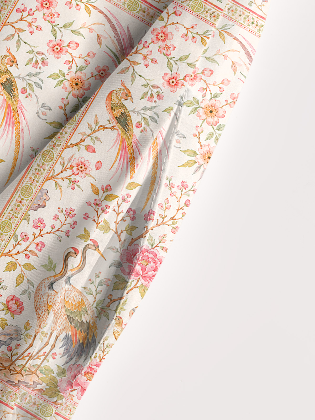 Romantic Crane Chinoiserie Print Strap Maxi Dress With Pockets