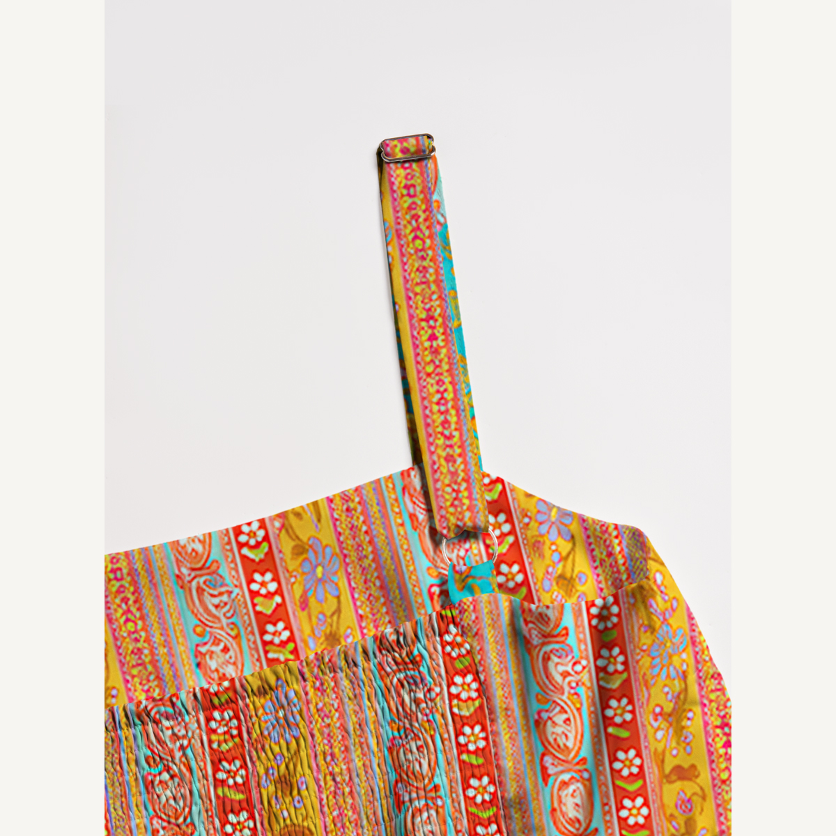 Boho Floral Patchwork Strap Maxi Dress With Pockets