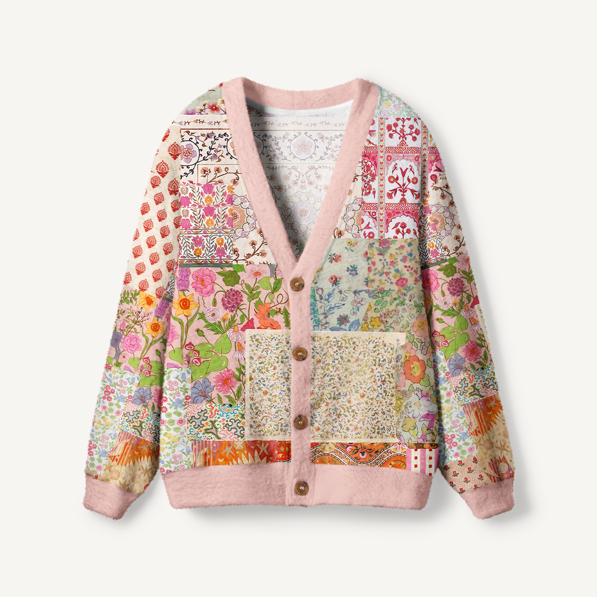 Vintage Rose Patchwork Floral Boho Cardigan Sweaters