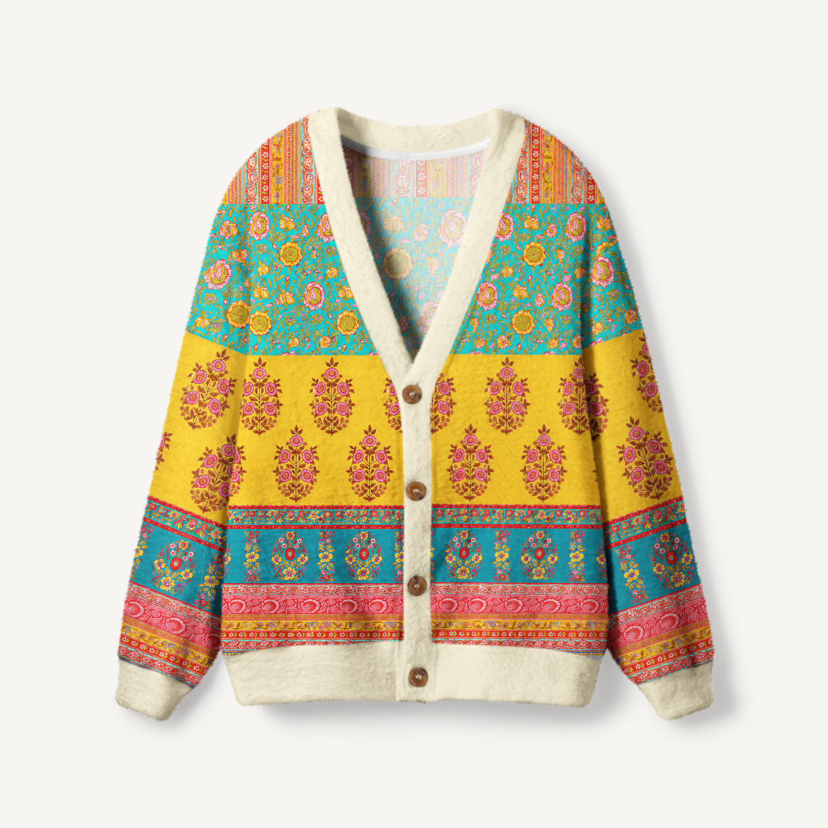 Boho Floral Patchwork Boho Cardigan Sweaters