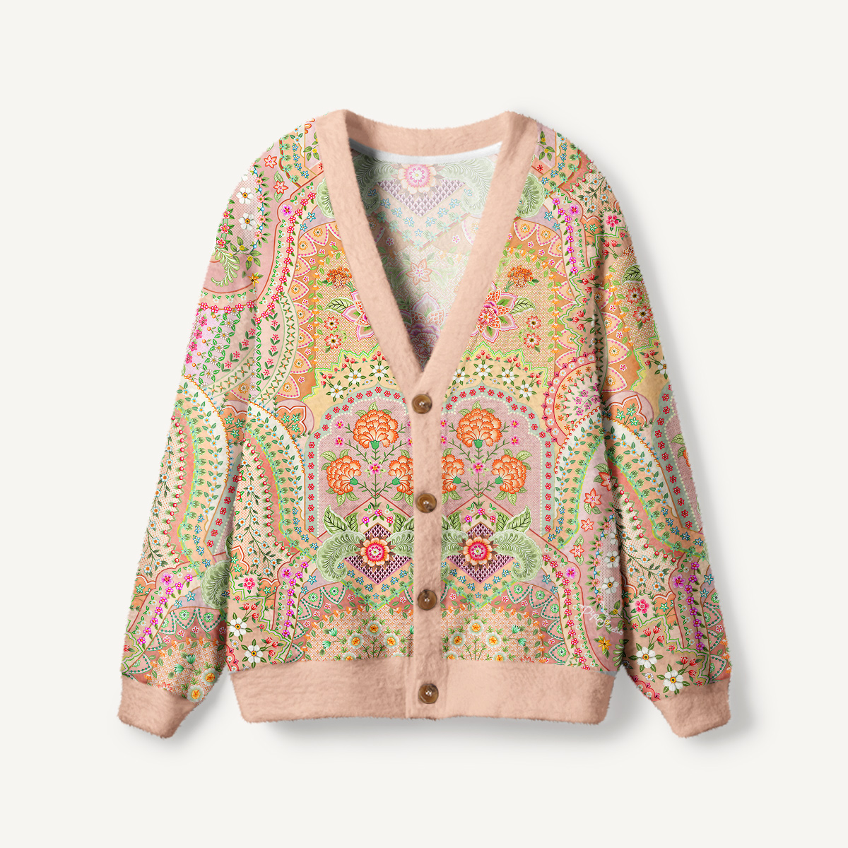 Boho Botanical Paisley Print Cardigan Sweaters