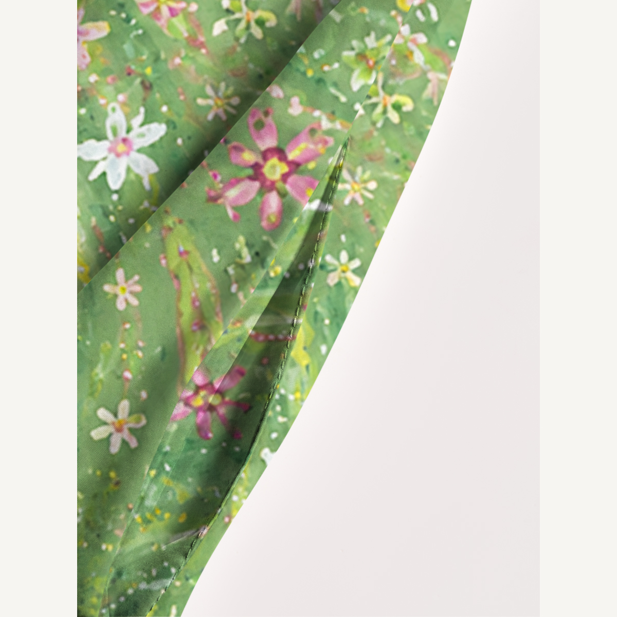 Green Swirl & Wildflower Print Artistic Strap Maxi Dress With Pockets
