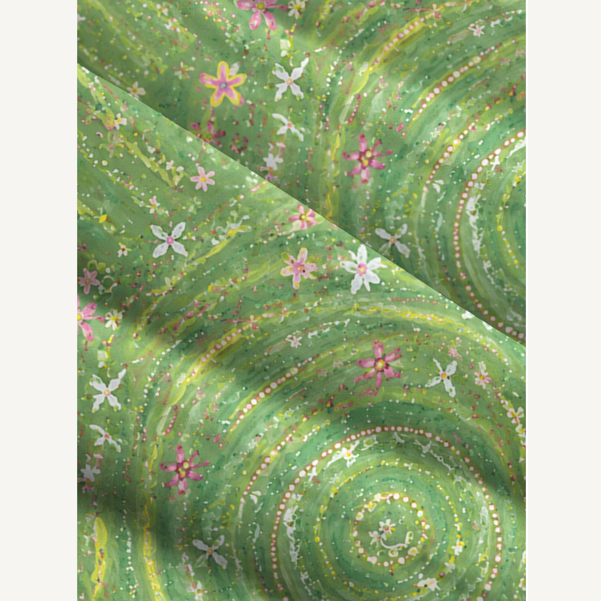 Green Swirl & Wildflower Print Artistic Strap Maxi Dress With Pockets