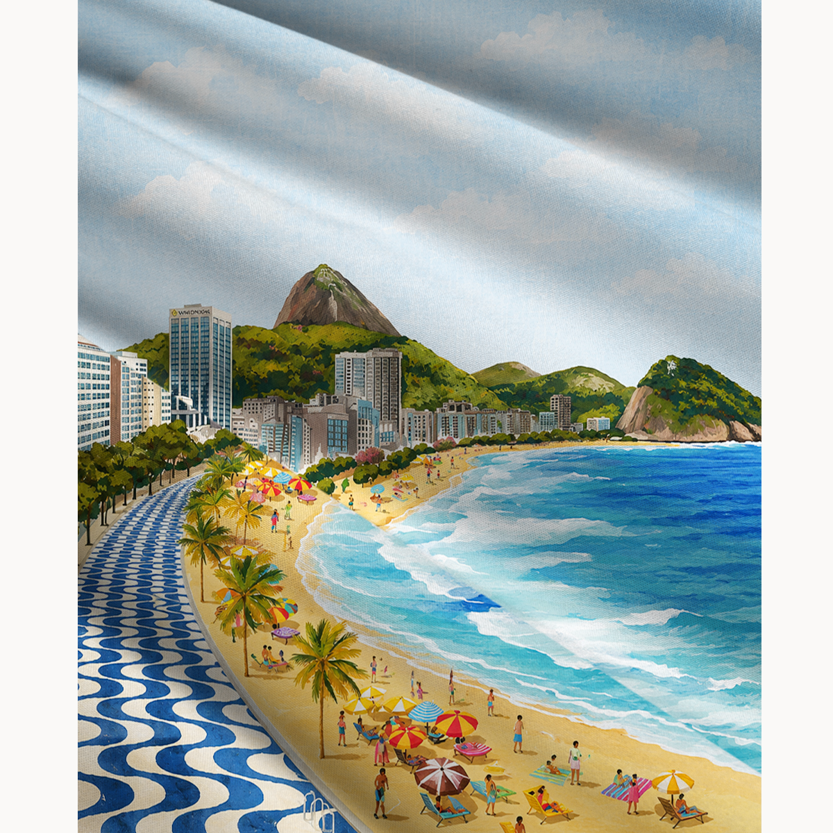 Rio Beach Scene Print Maxi Skirt & Strapless Dress  