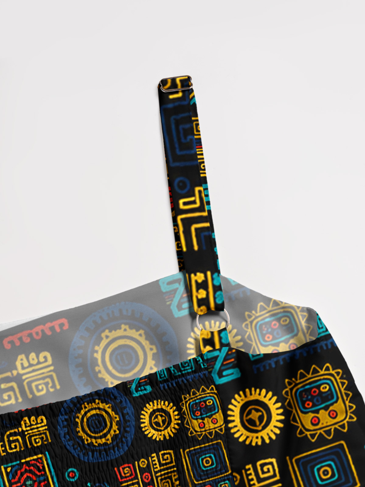 Aztec Sun Symbol Tapestry Strap Maxi Dress With Pockets