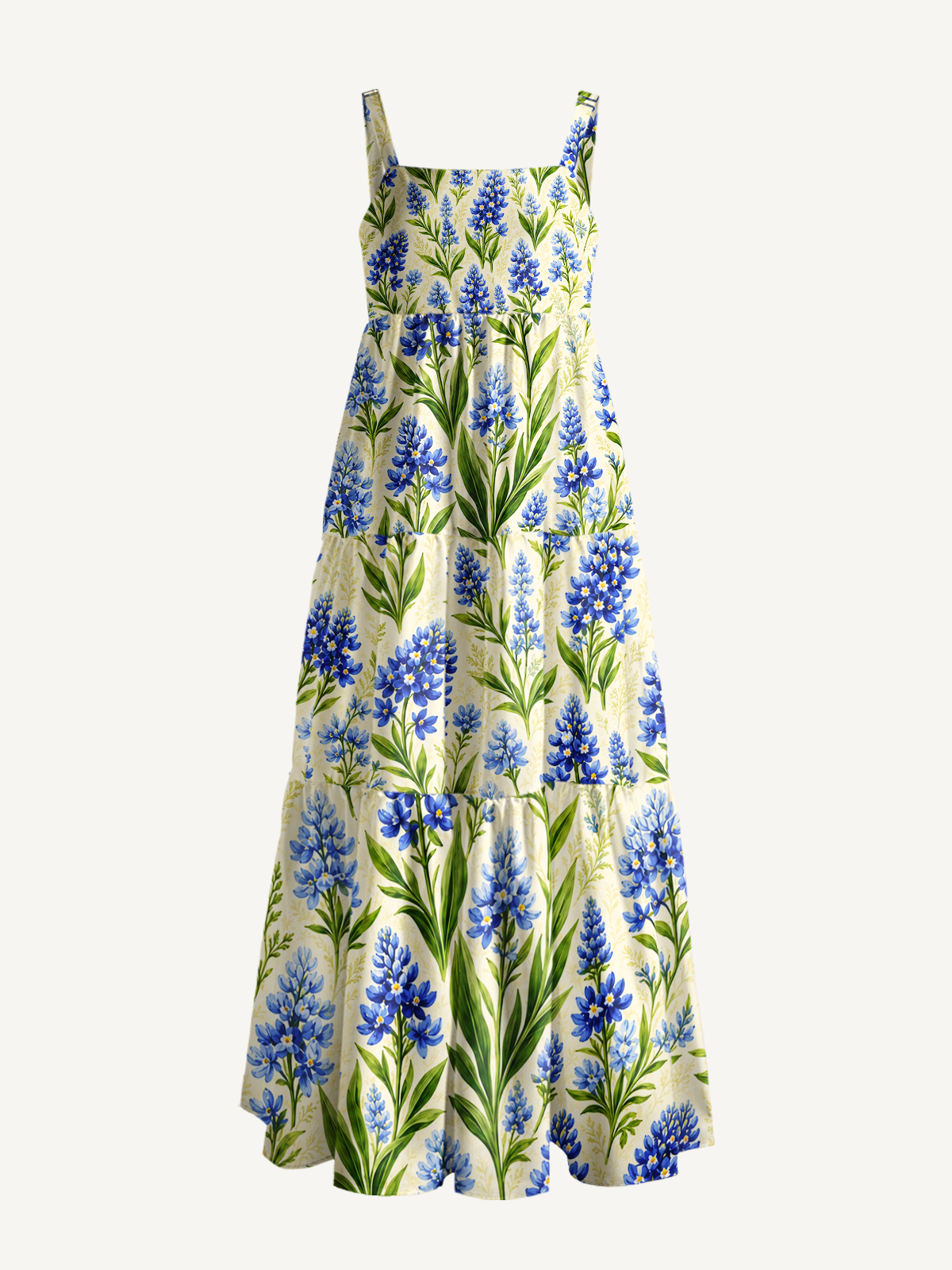 Royal Blue Lupine Meadow Strap Maxi Dress With Pockets