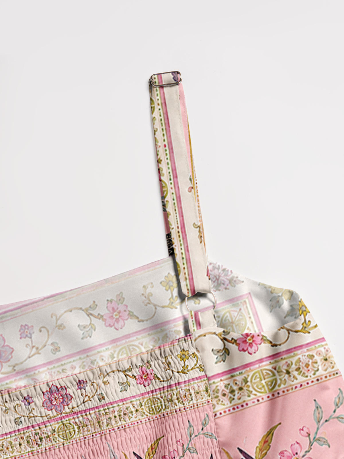 Pink Oriental Crane Garden Strap Maxi Dress With Pockets