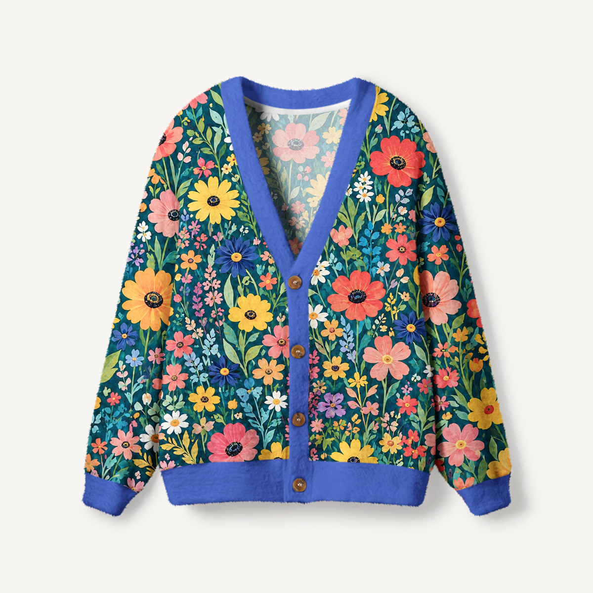 Dark Teal Wildflower Meadow Cardigan Sweaters