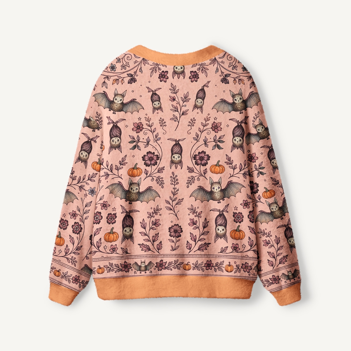 Halloween Bat Pumpkin Floral Cardigan Sweaters