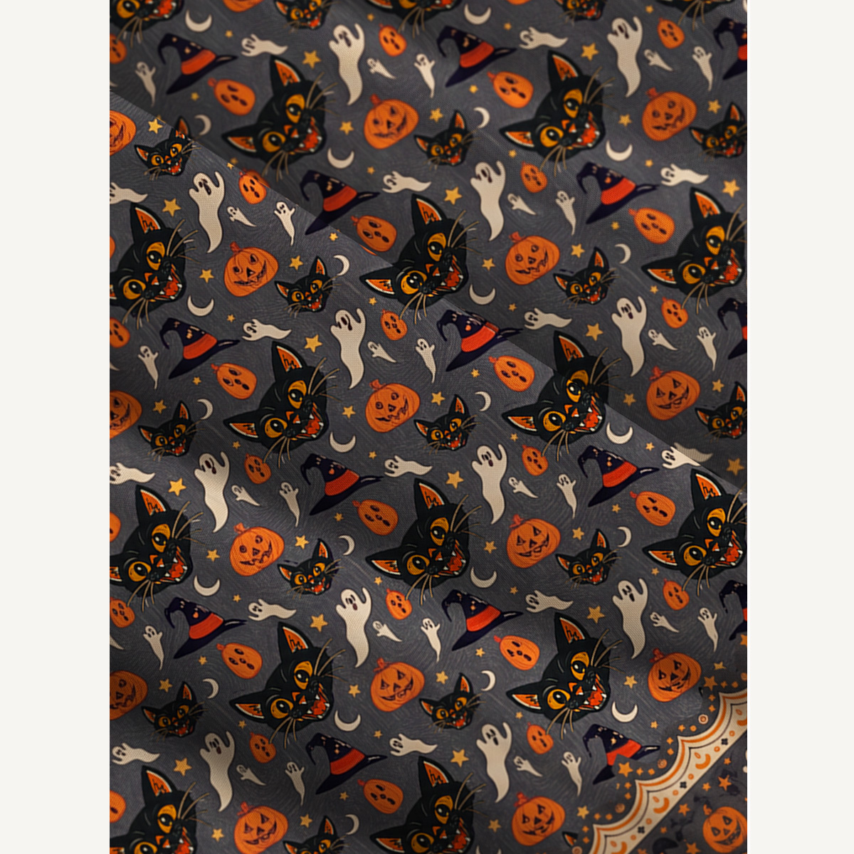 Halloween Black Cat Ghost Pumpkin Strap Maxi Dress With Pockets