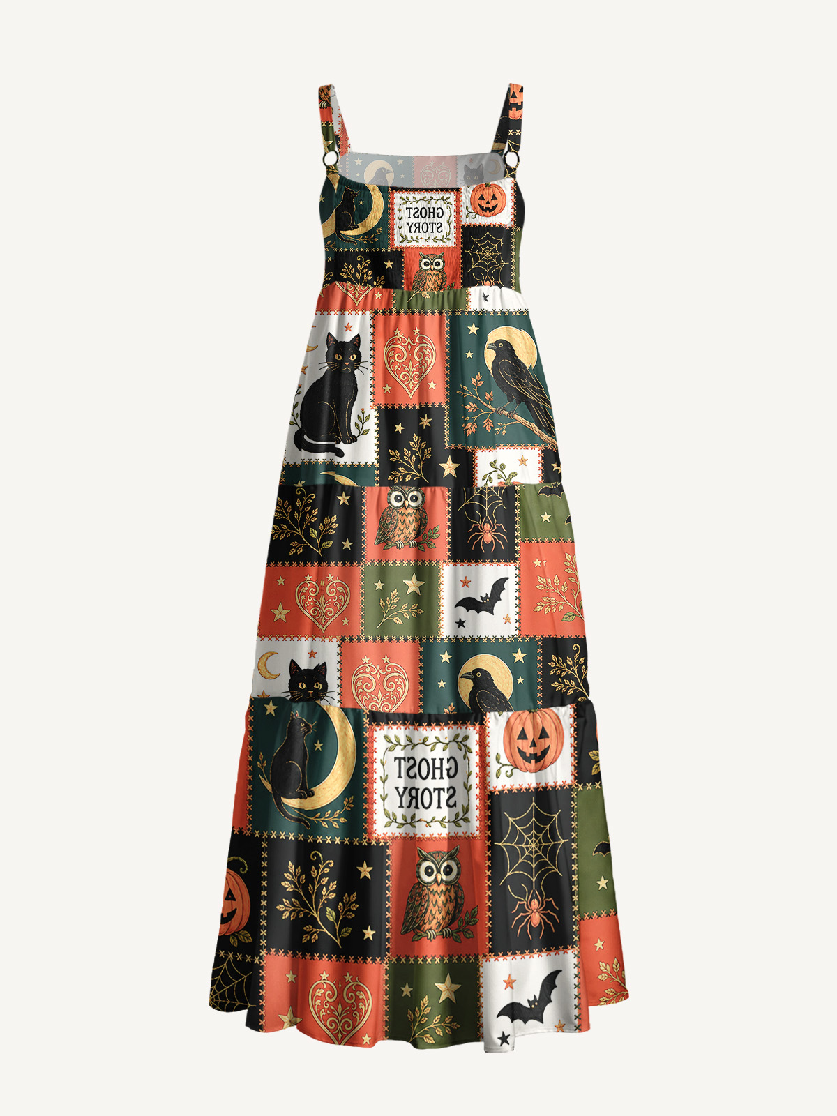 Midnight Ghost Story Strap Maxi Dress With Pockets