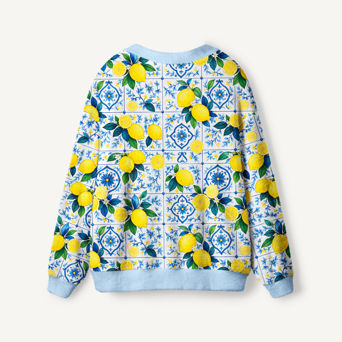 Mediterranean-style tiles with lemon patterns Cardigan Sweaters