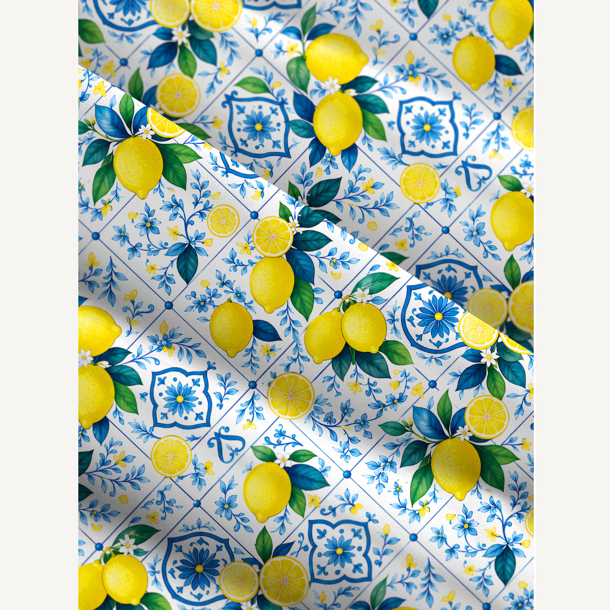 Mediterranean-style tiles with lemon patterns Strap Maxi Dress With Pockets