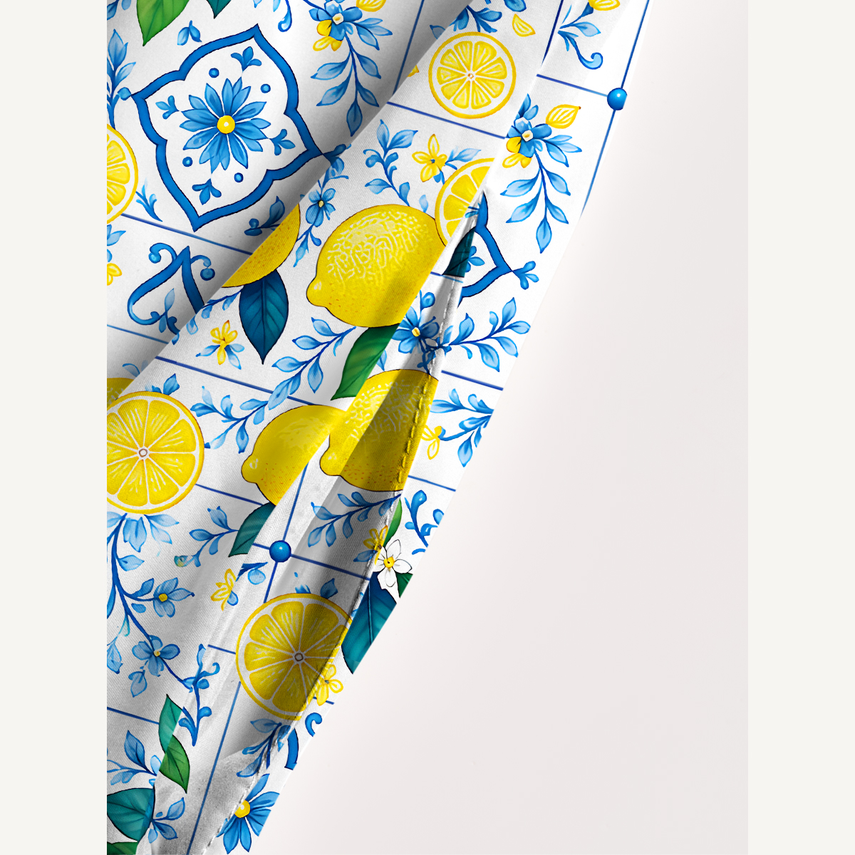 Mediterranean-style tiles with lemon patterns Strap Maxi Dress With Pockets