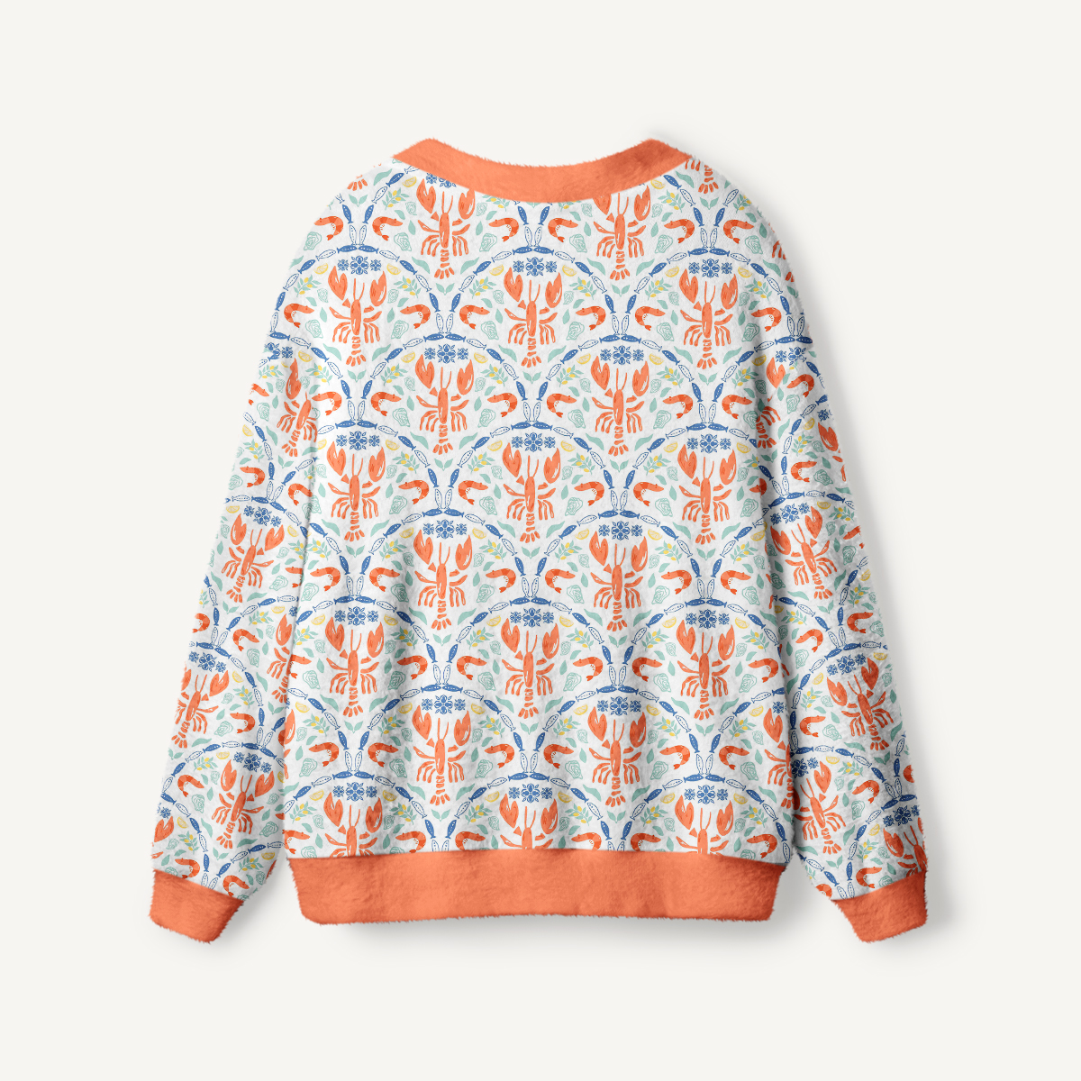 Lobster Print Coastal Sea Life Cardigan Sweaters